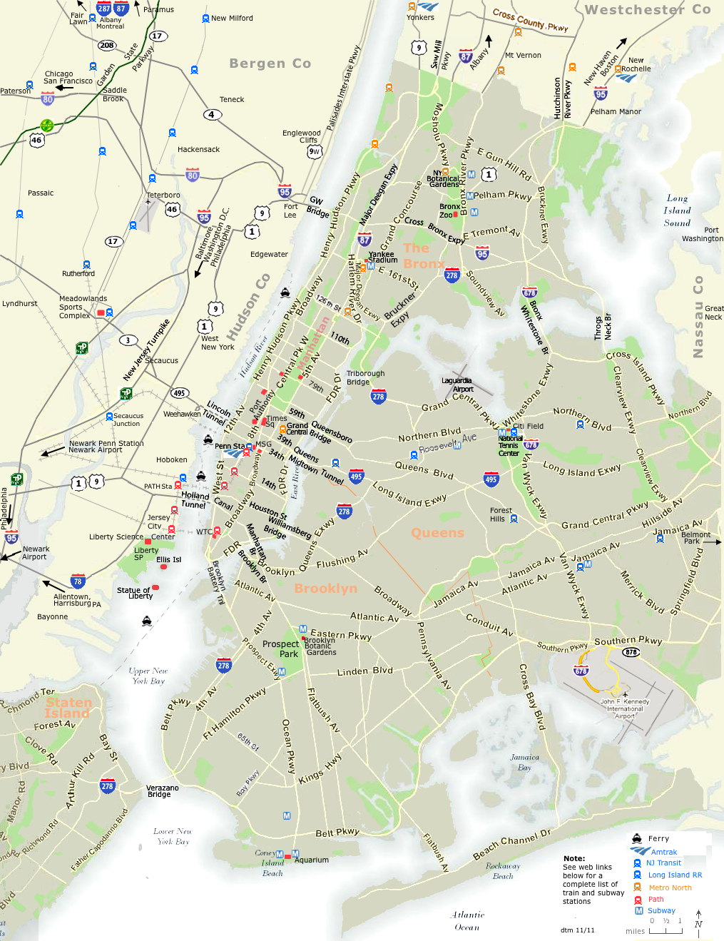 new york city, manhattan, bronx, brooklyn, Queens, Grand Central Terminal, Penn Station, Yankee Stadium, Madison Square Garden, Citi Field, National Tennis Center, Kennedy Airport, JFK Airport, Laguardia airport