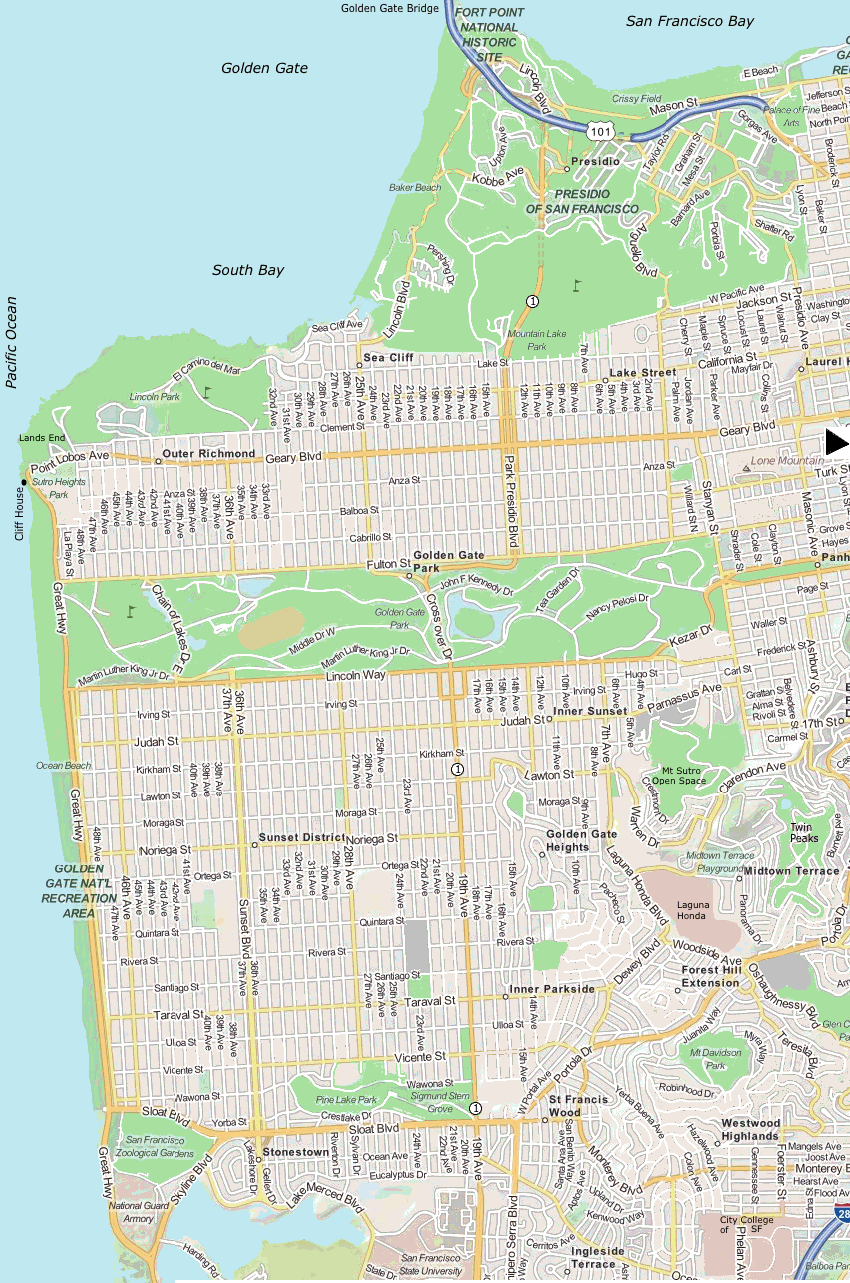 west san francisco, golden gate park, cliff rock