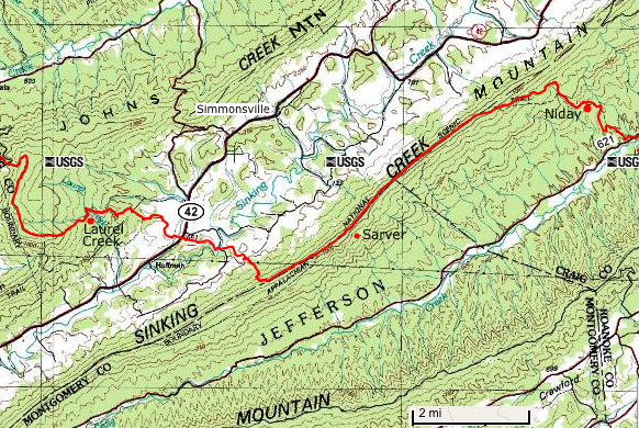 Appalachian Trail S. Virginia, Laurel Creek shelter, Sarver Hollow, Niday 